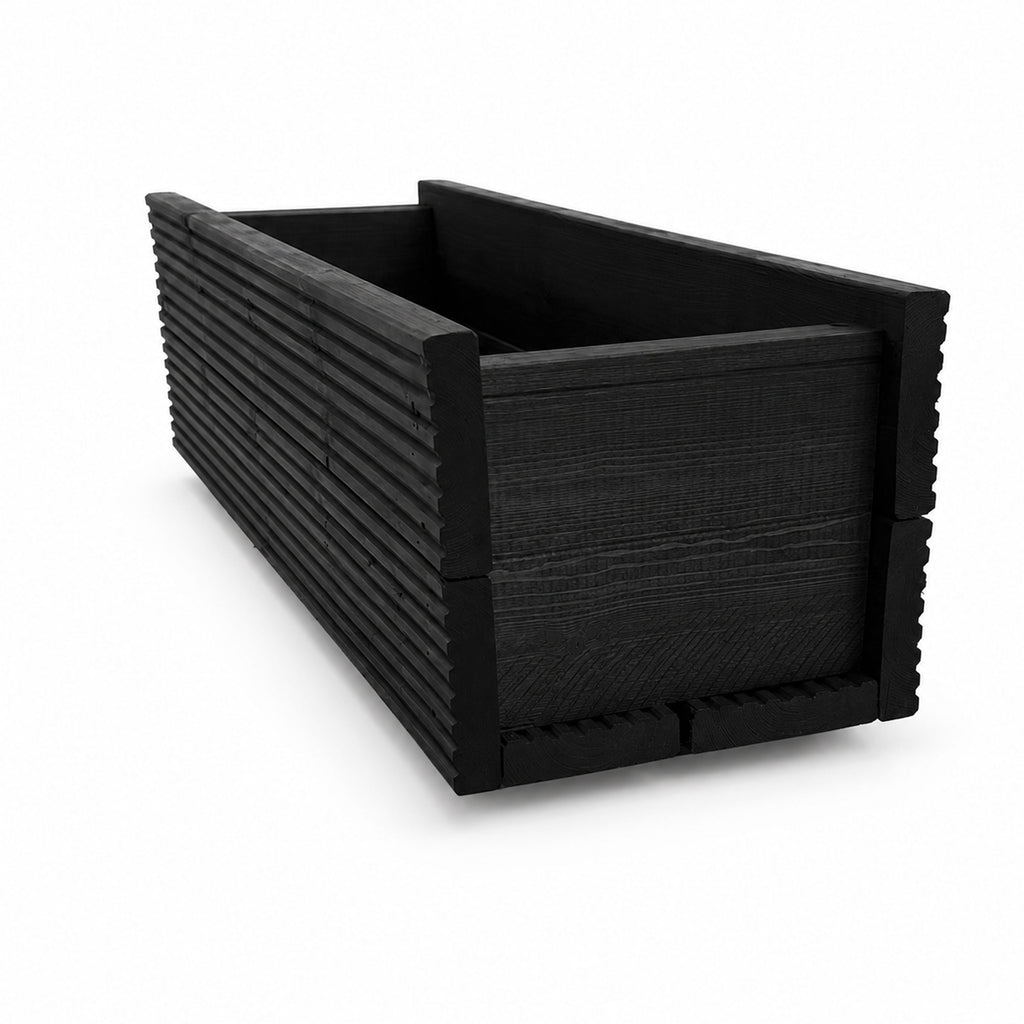 Black Decking Wooden Garden Troughs – Handmade Planter Boxes for Outdoor Flowers Herbs Vegetables Shrubs