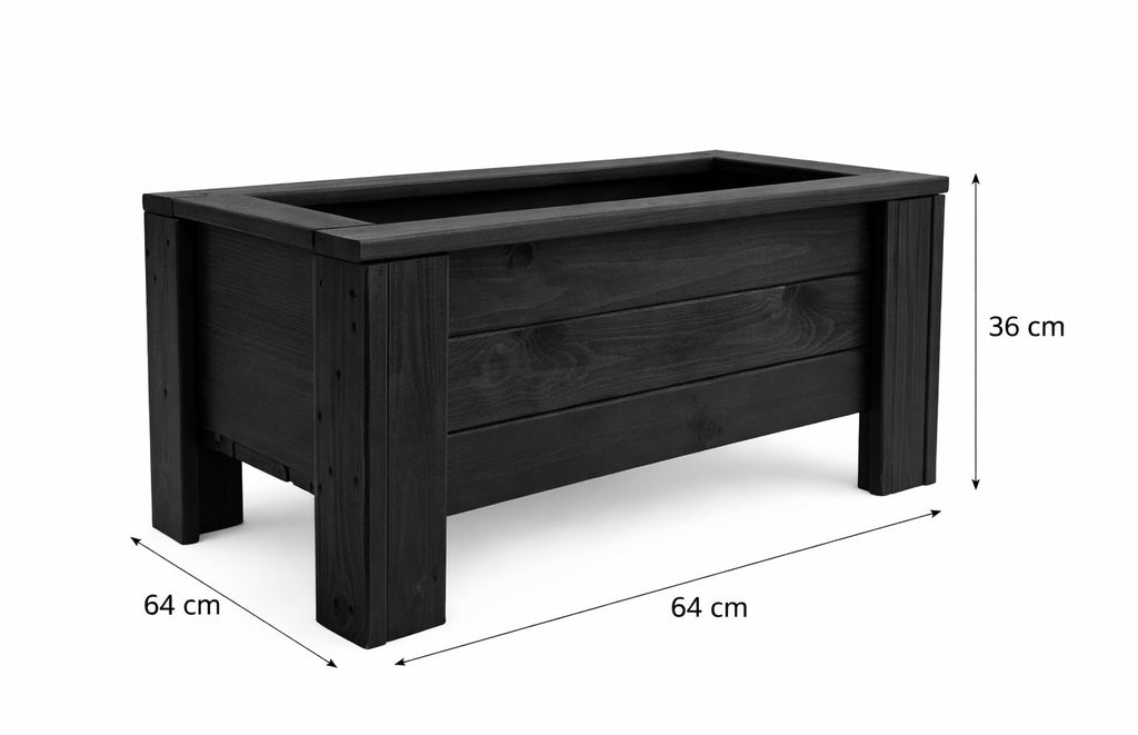 Premium Heavy Duty Wooden Planter Box - Black Raised Garden for Outdoor Plant Container Fully Assembled