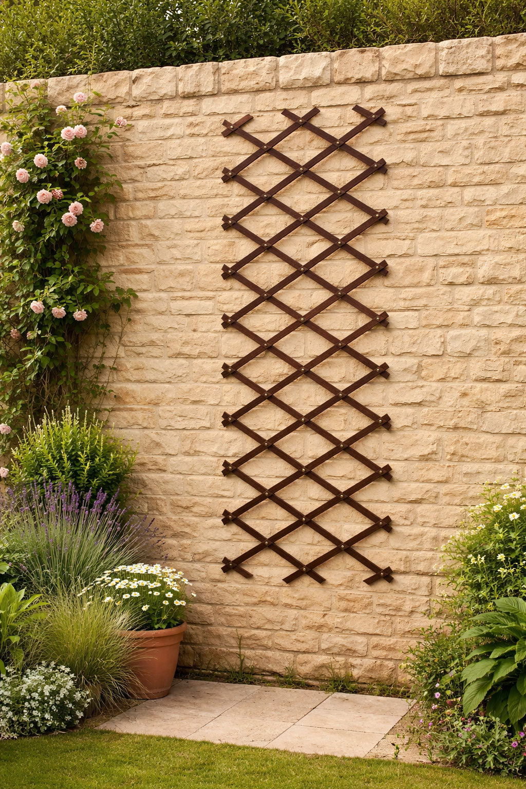 Black Expandable Garden Adjustable Trellis - Wooden Lattice for Climbing Plants & Vegetables