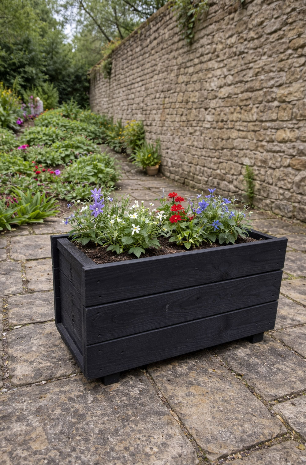 Rectangular Wooden Trough Planters Supplied in 4 Sizes Heavy Duty Garden Containers