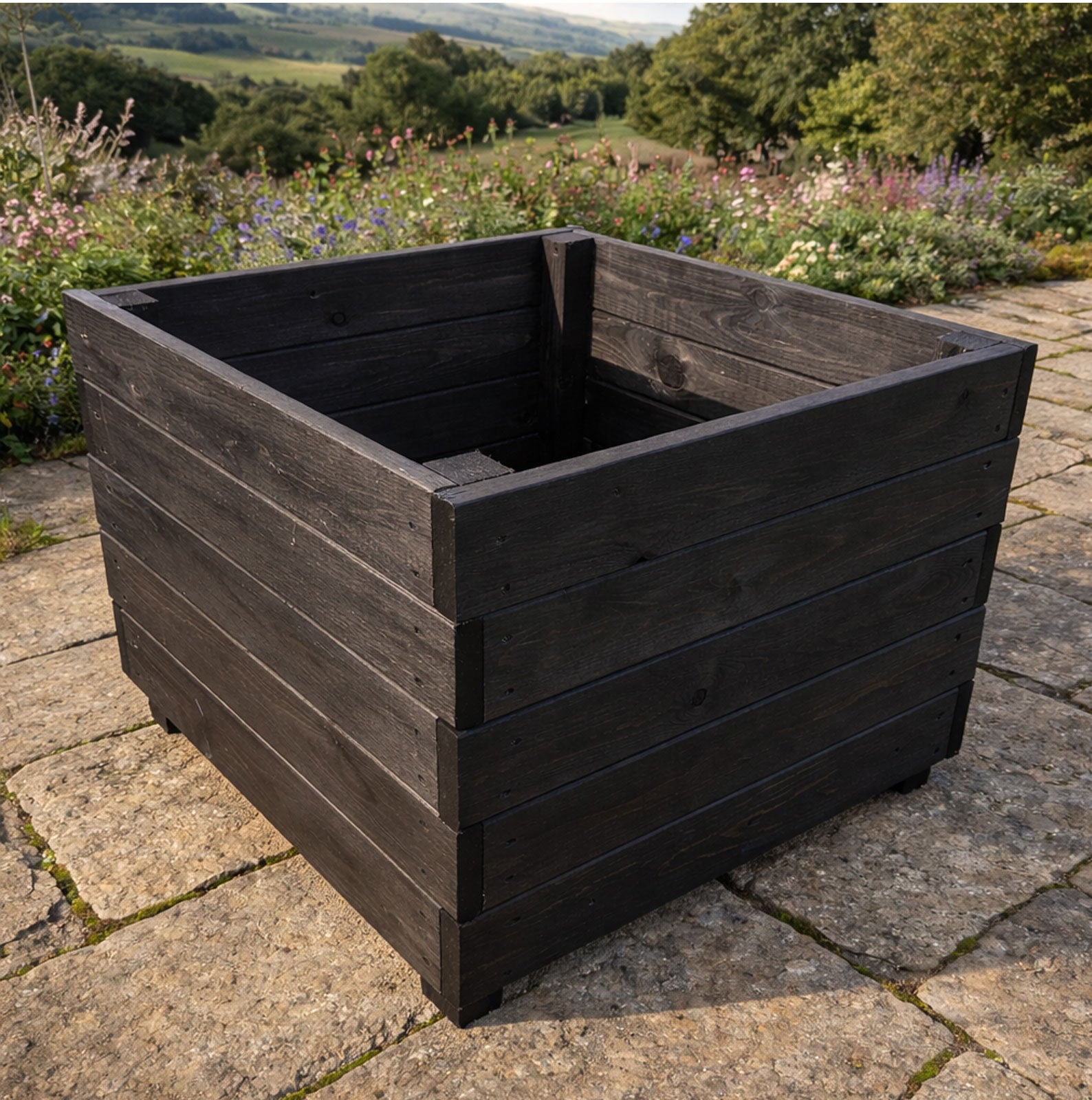 Heavy Duty Square Black Planter for Garden Plants & Flowers Black