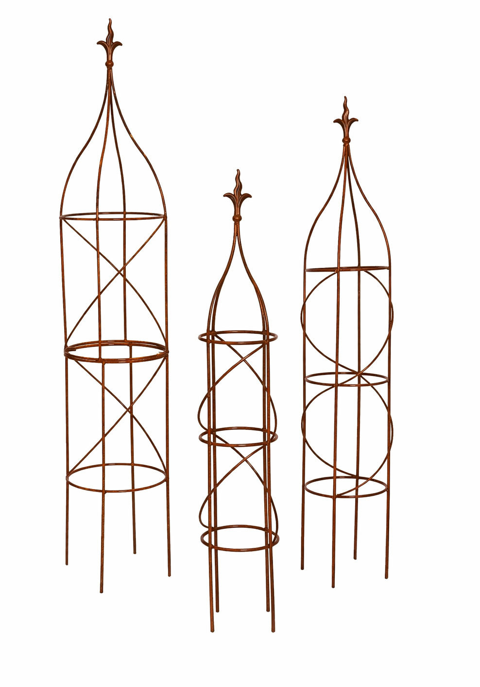 Metal Garden Obelisk with Rust Finish – Heavy Duty Steel Frame for Climbing Plants 3 Sizes