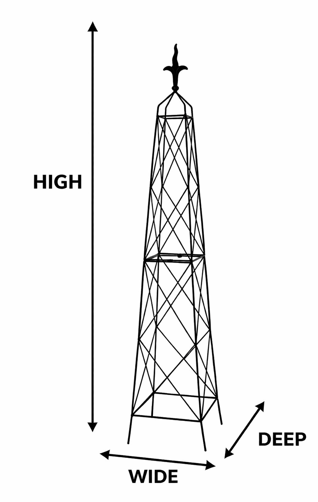 Heavy Duty Steel Garden Obelisk 2m and 2.5m - Extra Tall Metal Climbing Plant Support