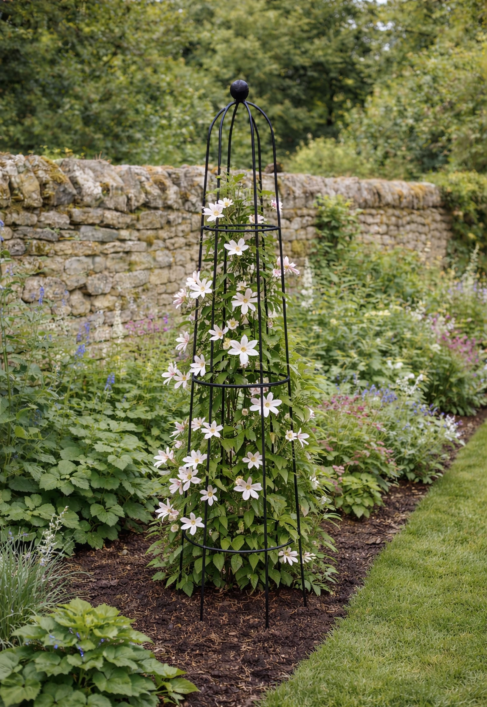 Tall Metal Garden Obelisk for Climbing Plants - 210cm Heavy Duty Steel Plant Support