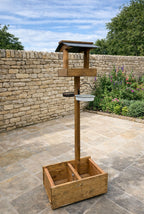 Wooden Bird Table with Plant Pot - Heavy Duty Garden Planter Feeding Station