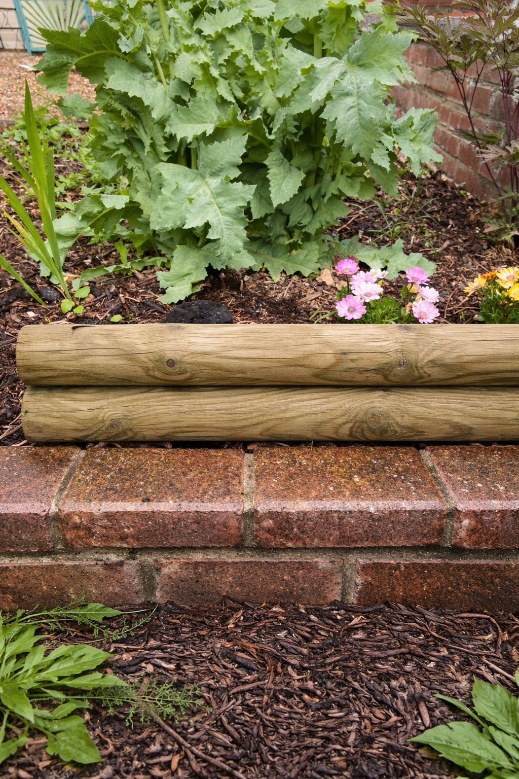 Horizontal Garden Wooden Log Edging Timber Border Fence Panels 3 Sizes