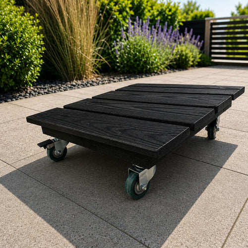 Heavy Duty Plant Pot Mover with Wheels Wooden Plant Caddy with 4 Swivel Castors