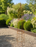 Metal Garden Obelisk with Spiral Top - Steel Climbing Plant Support Frame with Natural Rust Finish