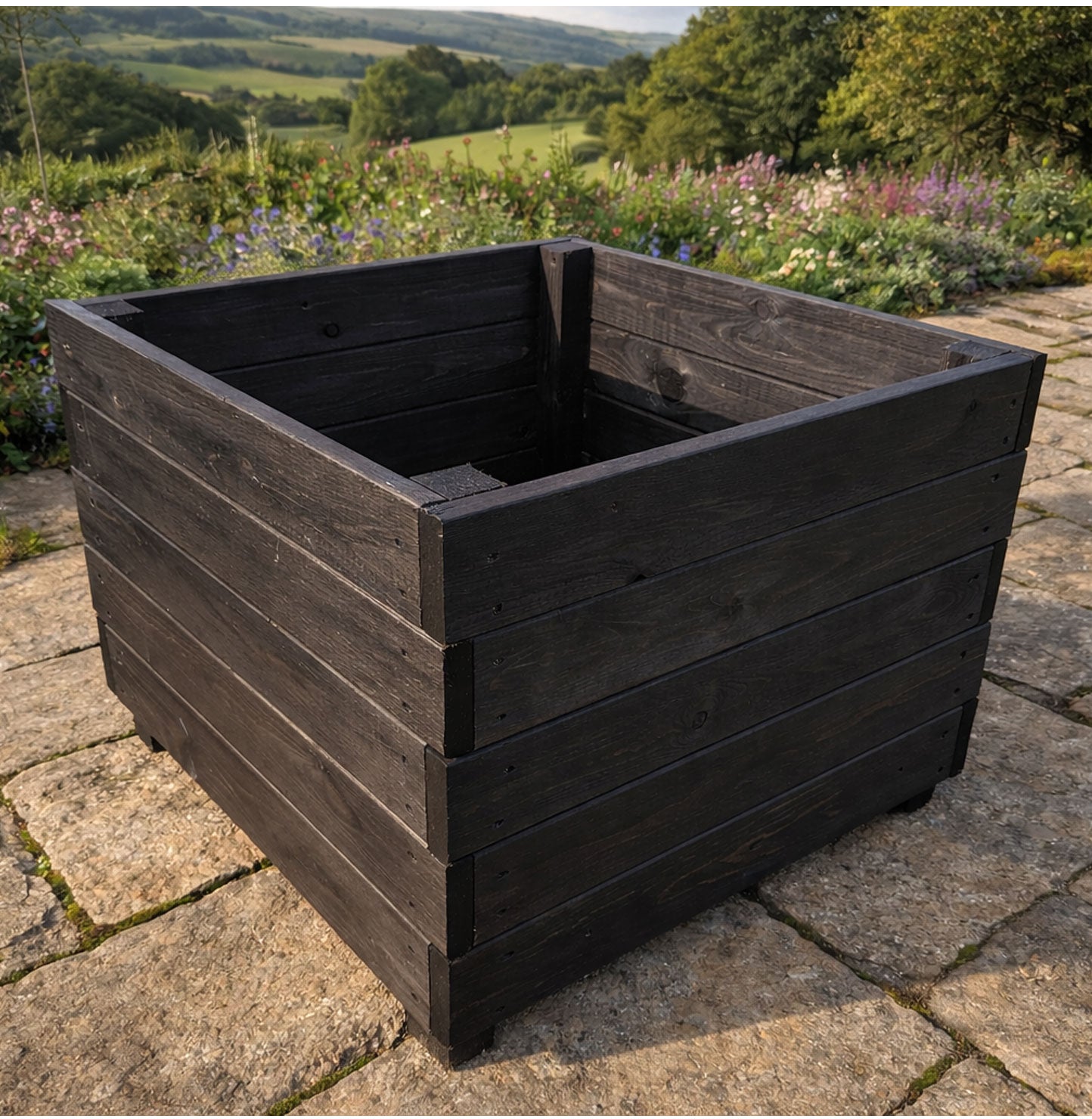 Heavy Duty Square Black Planter for Garden Plants & Flowers Black