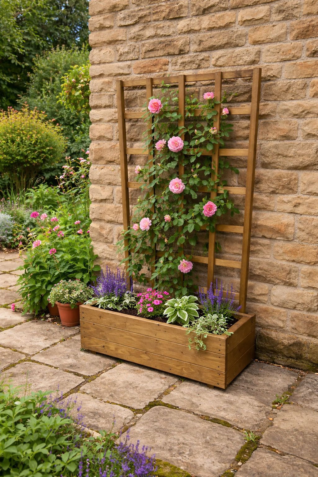 Wooden Planter Trellises – Fully Assembled Garden Planter with Support Frames Brown or Black