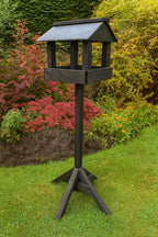 Durable Wooden Bird Table with Slate Roof & Stand for Wild Garden Birds