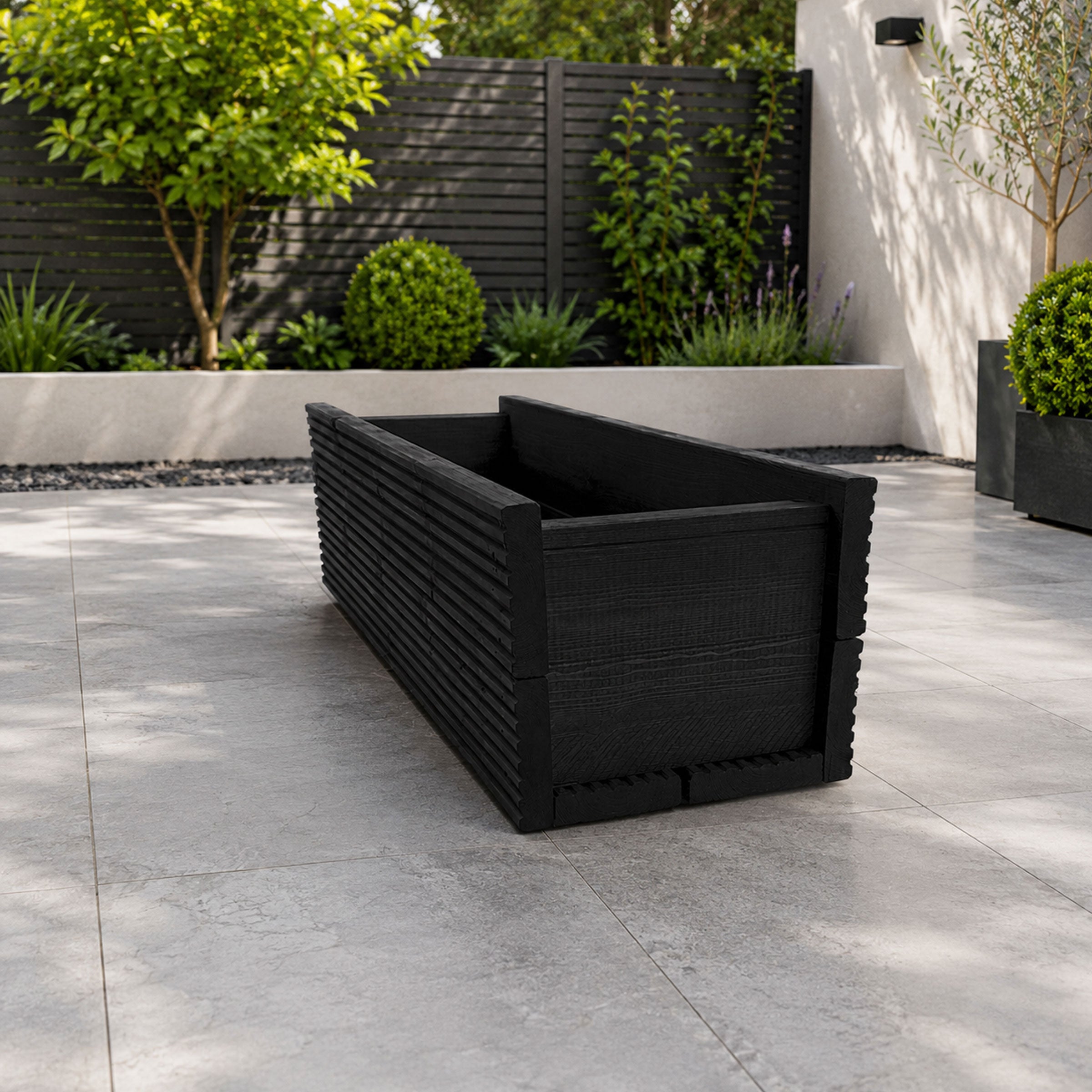 Black Decking Wooden Garden Troughs – Handmade Planter Boxes for Outdoor Flowers Herbs Vegetables Shrubs