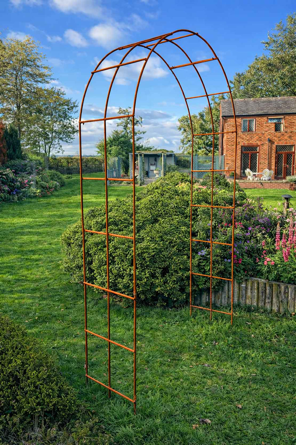 Outdoor Steel Garden Arch Natural Rust -  Metal Plant Climbing Arch