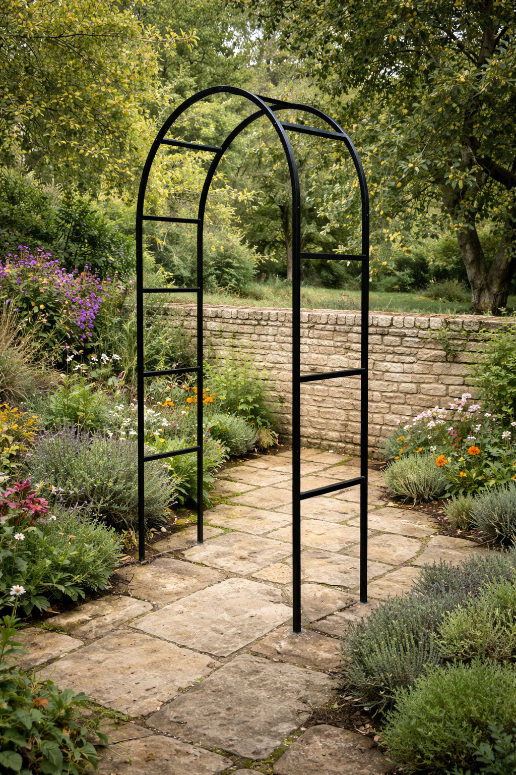 Black Metal Garden Arch - Steel Arbour for Roses, Vines and Climbing Plants