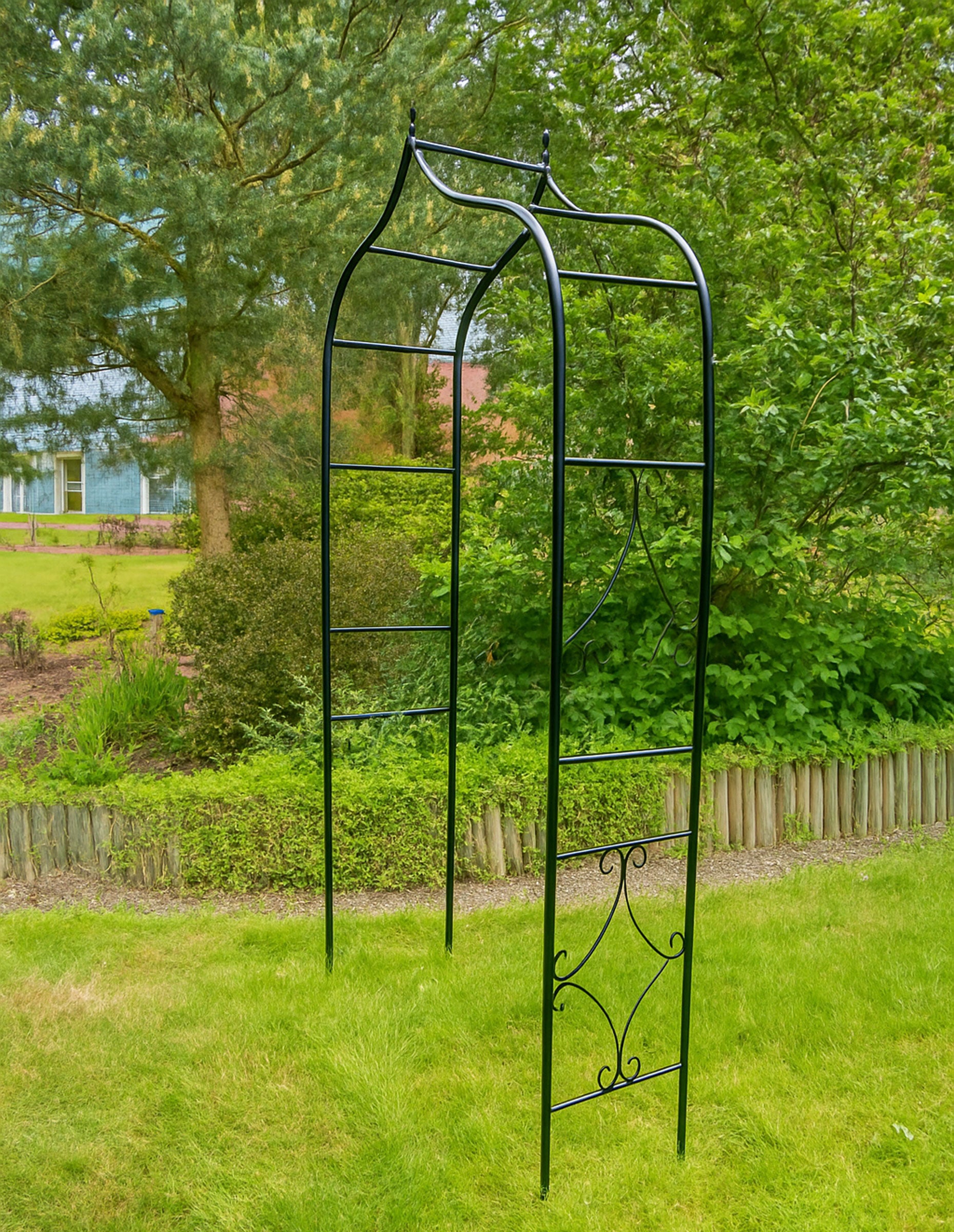 Decorative Metal Garden Arch -  Outdoor Rose & Vine Support Frame
