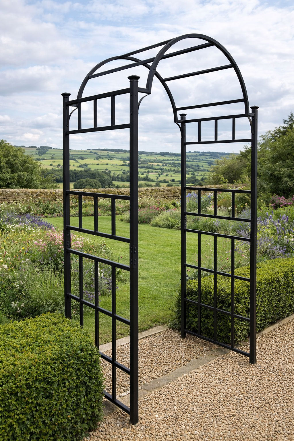 Durable Black Steel Arch for Climbing Plants- Garden Entrances to Pathways and Walkway Features