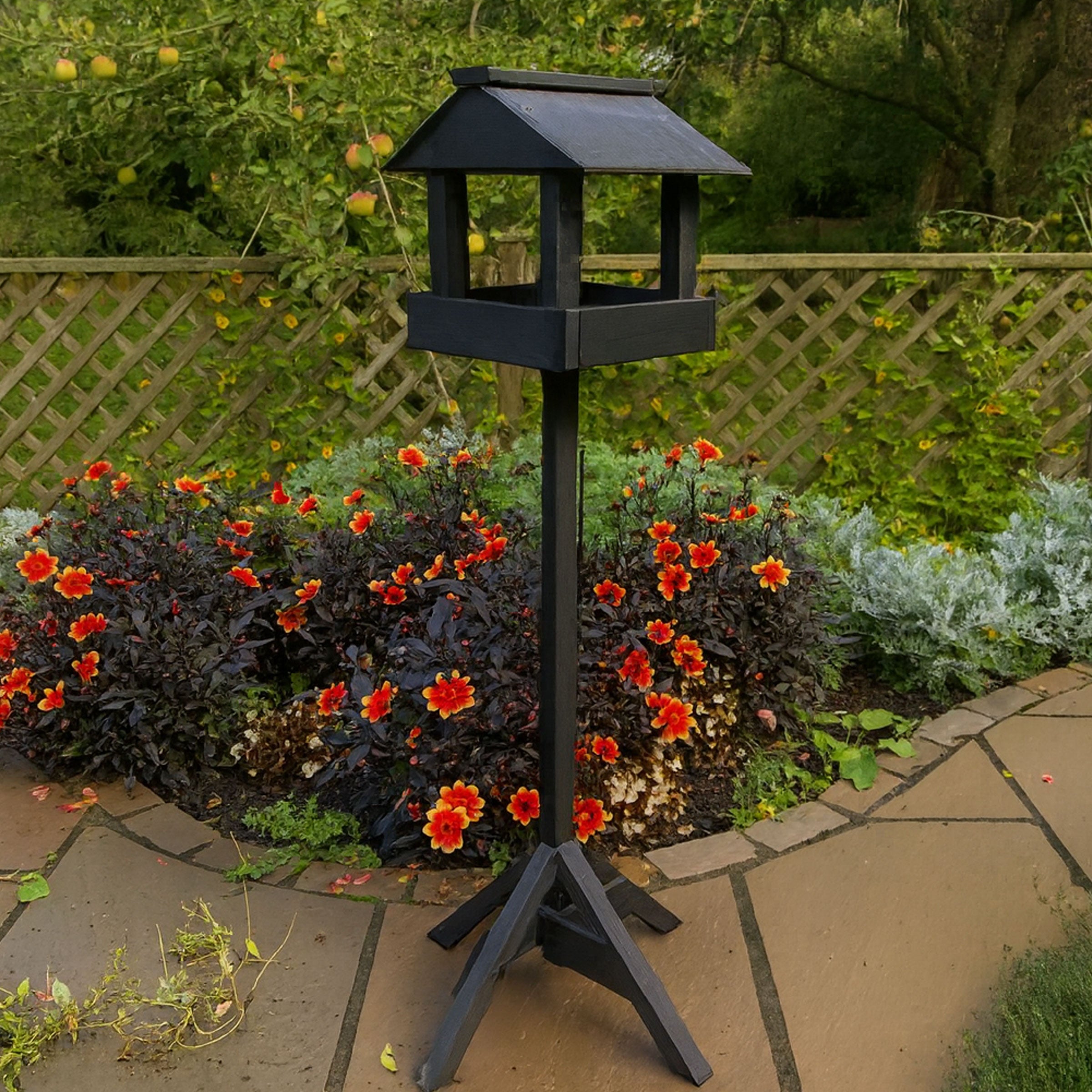 Durable Wooden Bird Table with Slate Roof & Stand for Wild Garden Bird ...