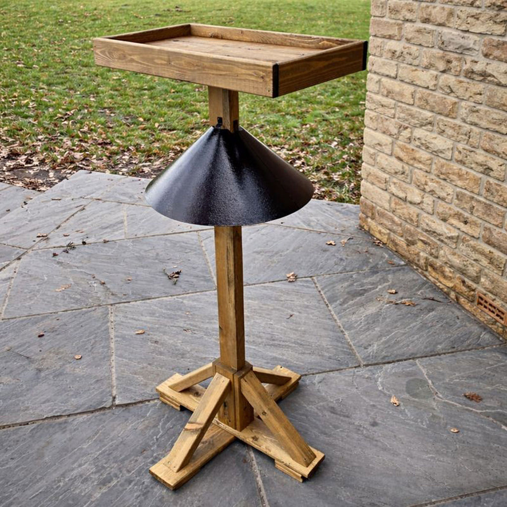 Wooden Bird Large Feeding Table with Metal Squirrel Proof Baffle