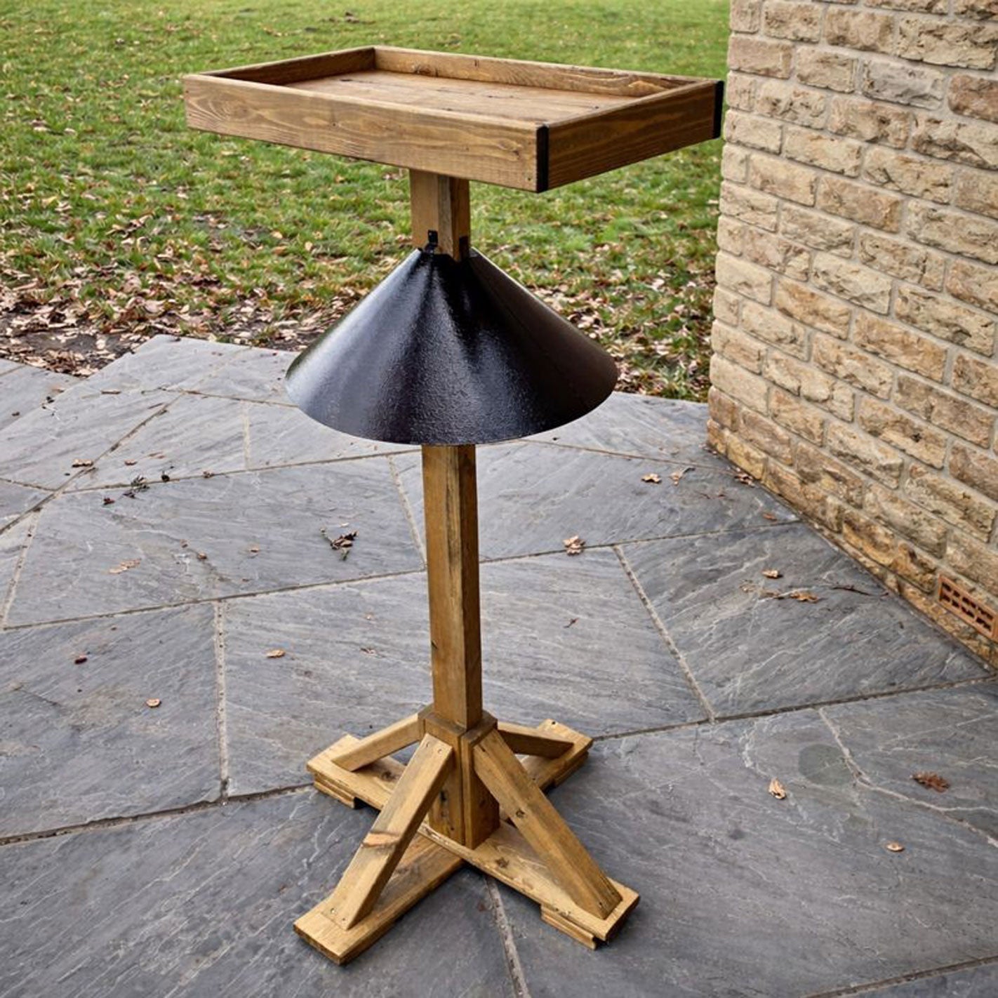 Wooden Bird Large Feeding Table with Metal Squirrel Proof Baffle