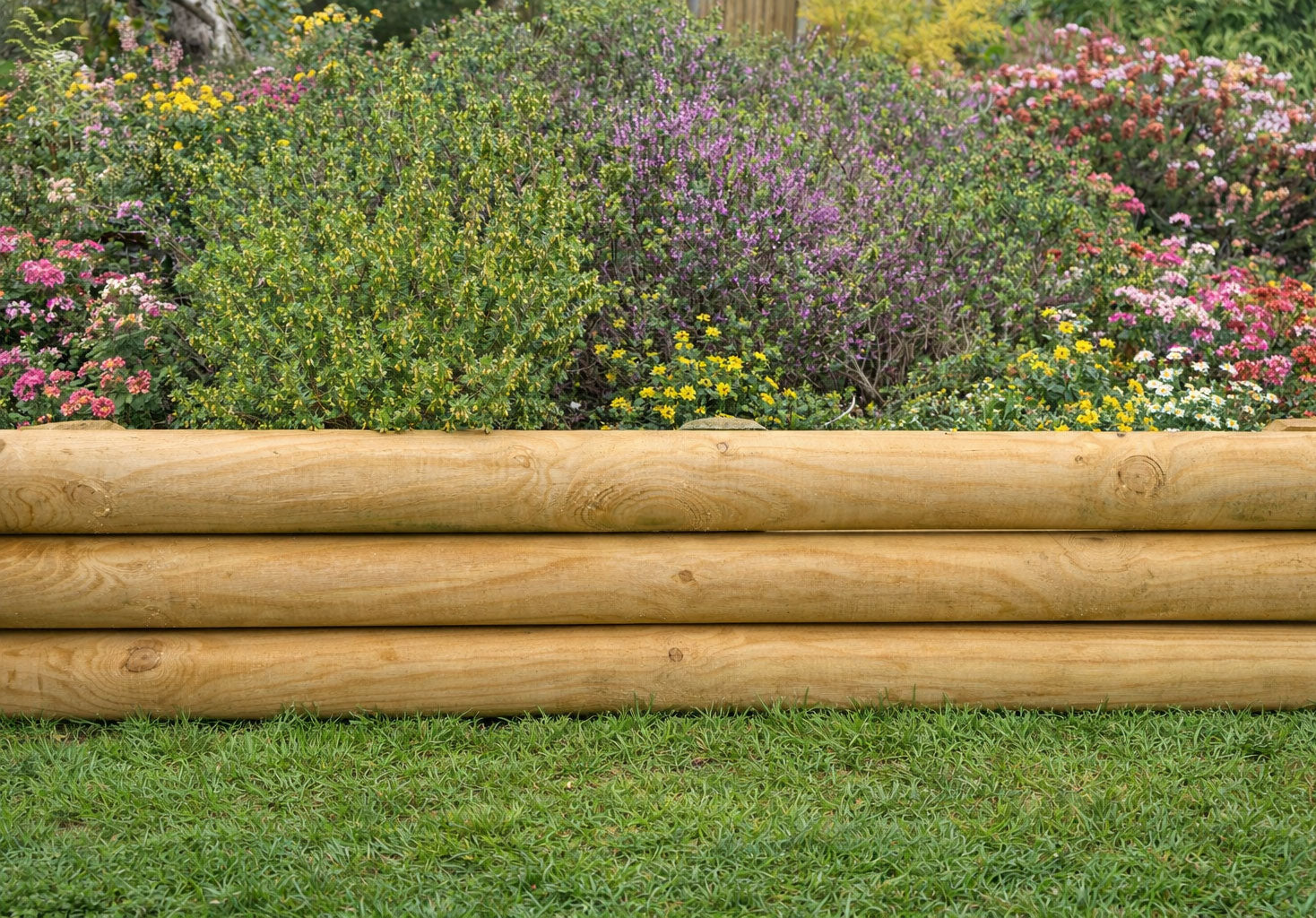 Horizontal Garden Wooden Log Edging Timber Border Fence Panels 3 Sizes