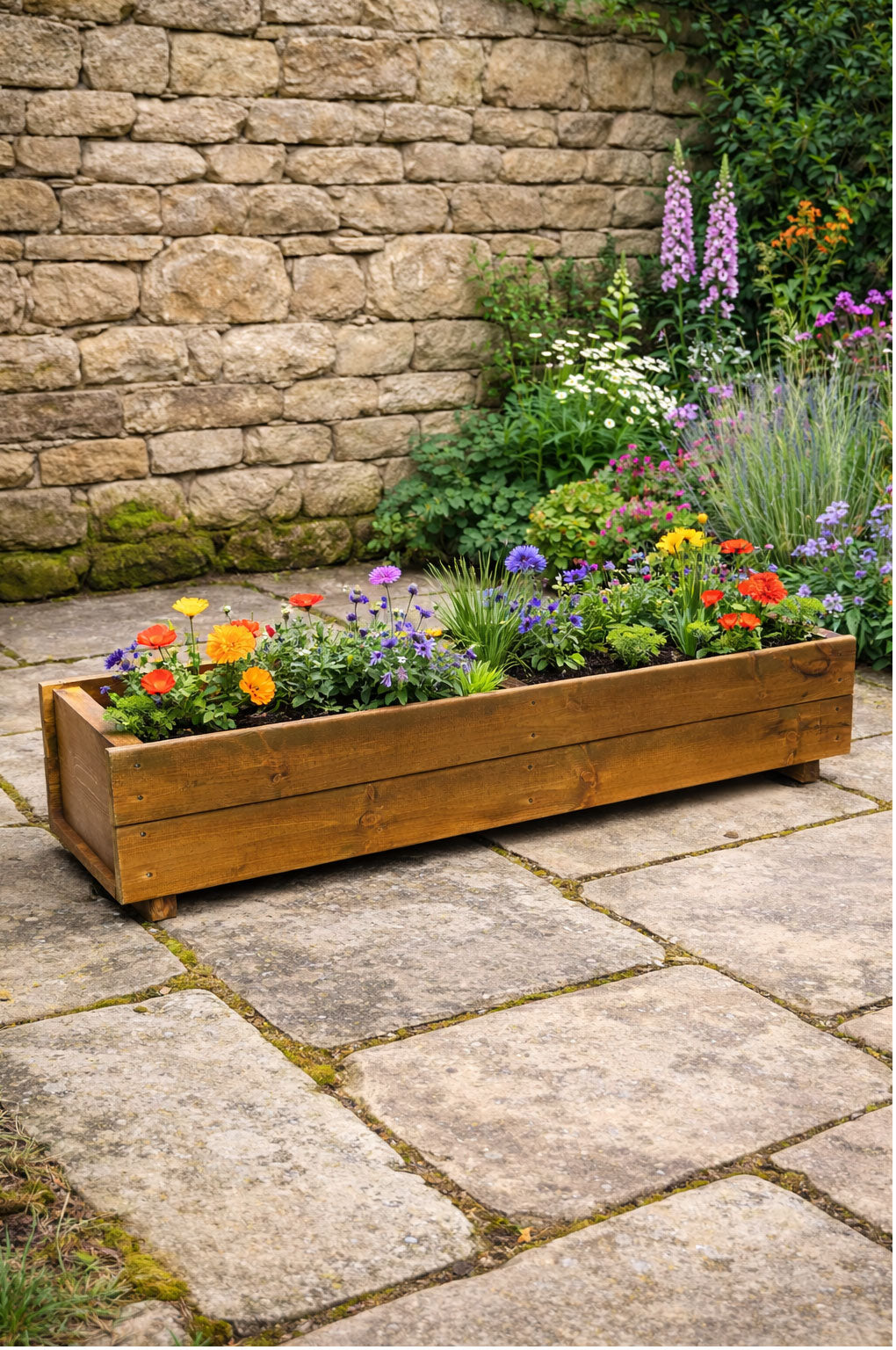 Long Wooden Garden Planters Heavy-Duty Pair of Fully Assembled 120cm