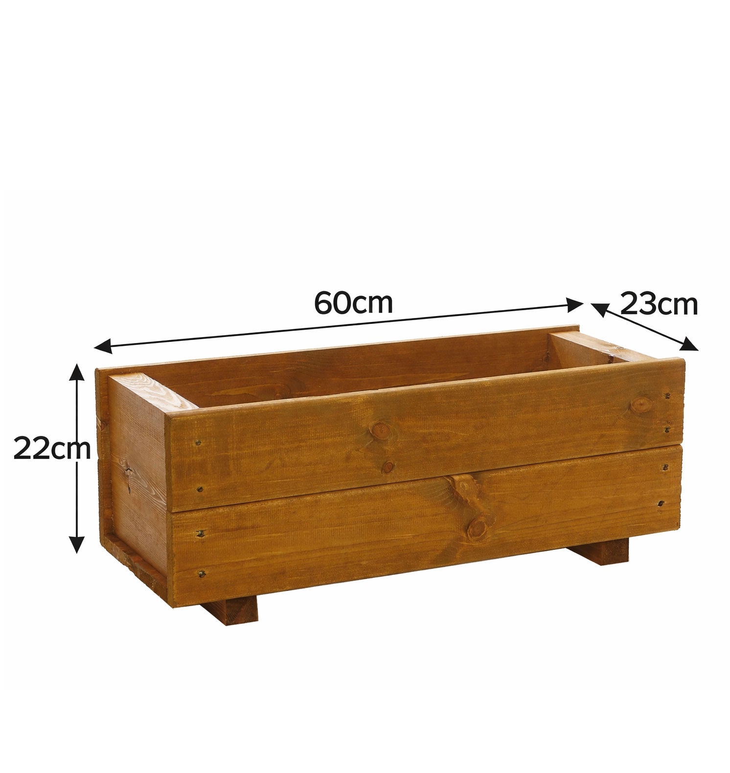 Timber Garden Planters - Pair of 60cm Rectangular Trough Boxes