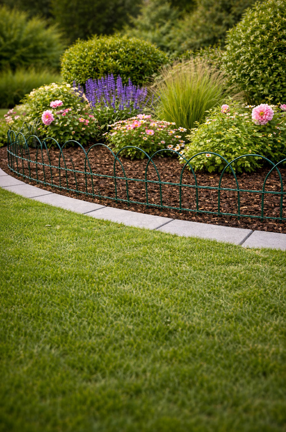 Classic Hoop Metal Garden Fence Green Decorative Wire Edging for Lawns and Flower Beds