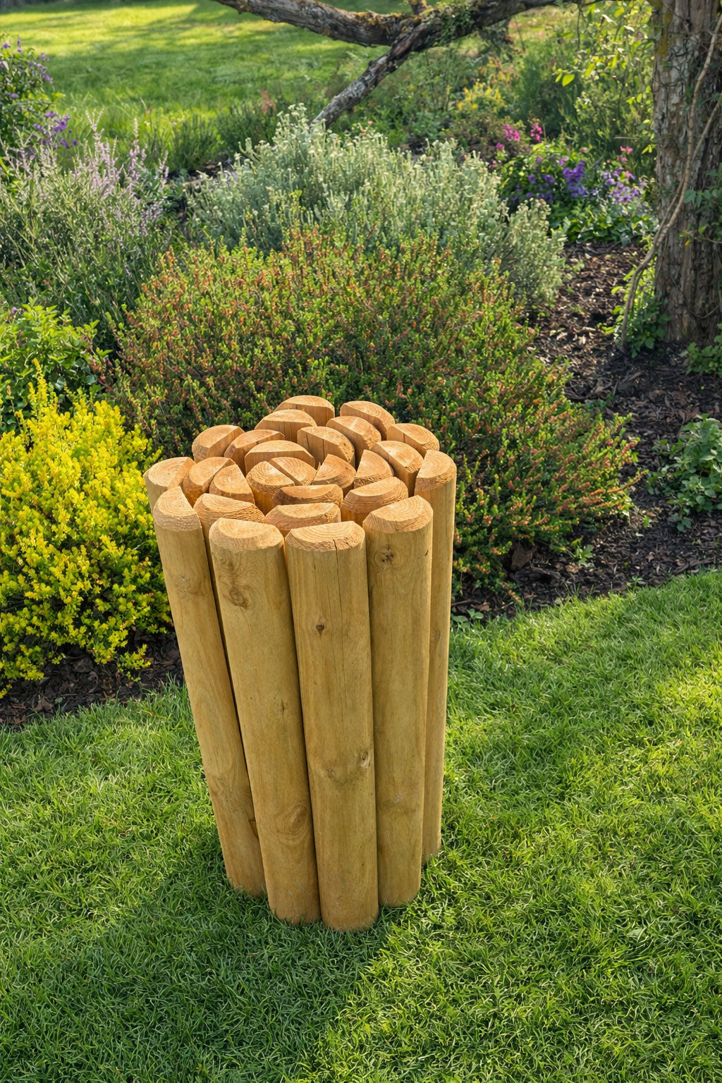 Heavy-Duty 70mm Half-Round Timber Log Roll – Flexible Garden Border & Lawn Edging
