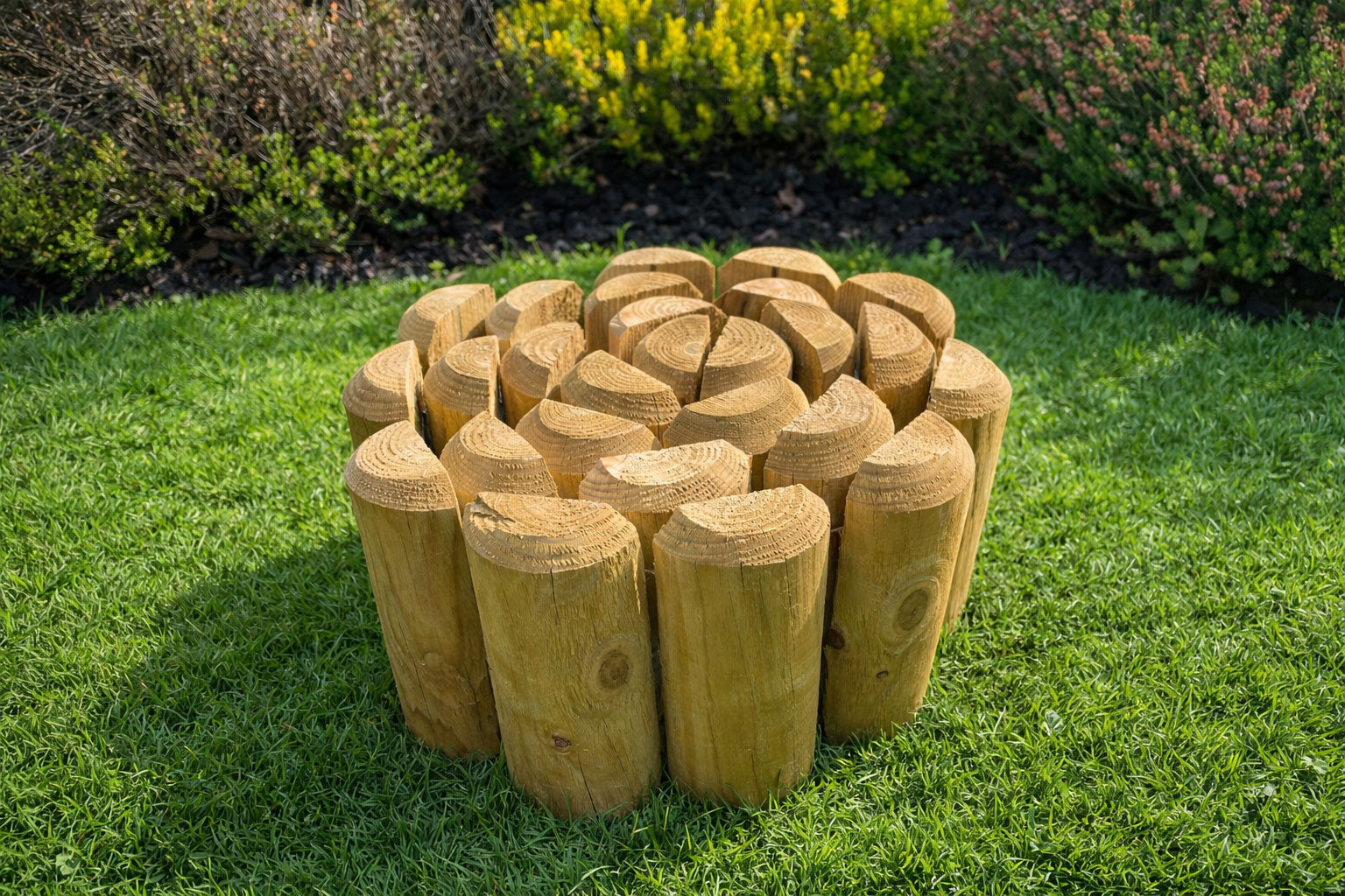 Heavy-Duty 70mm Half-Round Timber Log Roll – Flexible Garden Border & Lawn Edging