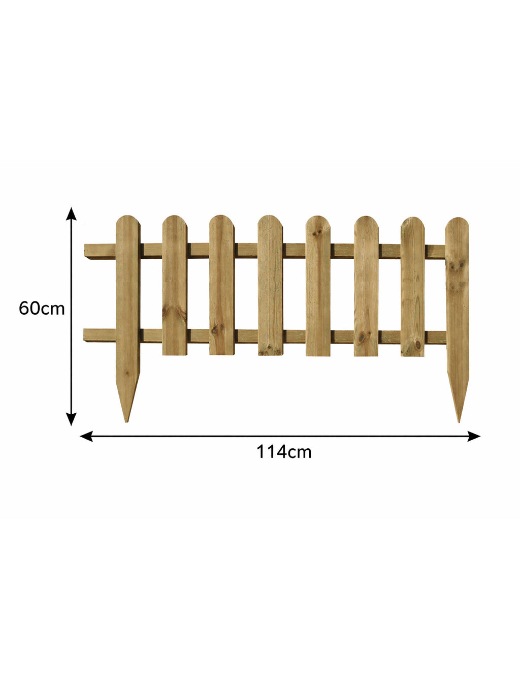 Low Garden Border Edge Panels - Timber Wooden Picket Edging with Integral Spike for Lawns and Flower Beds