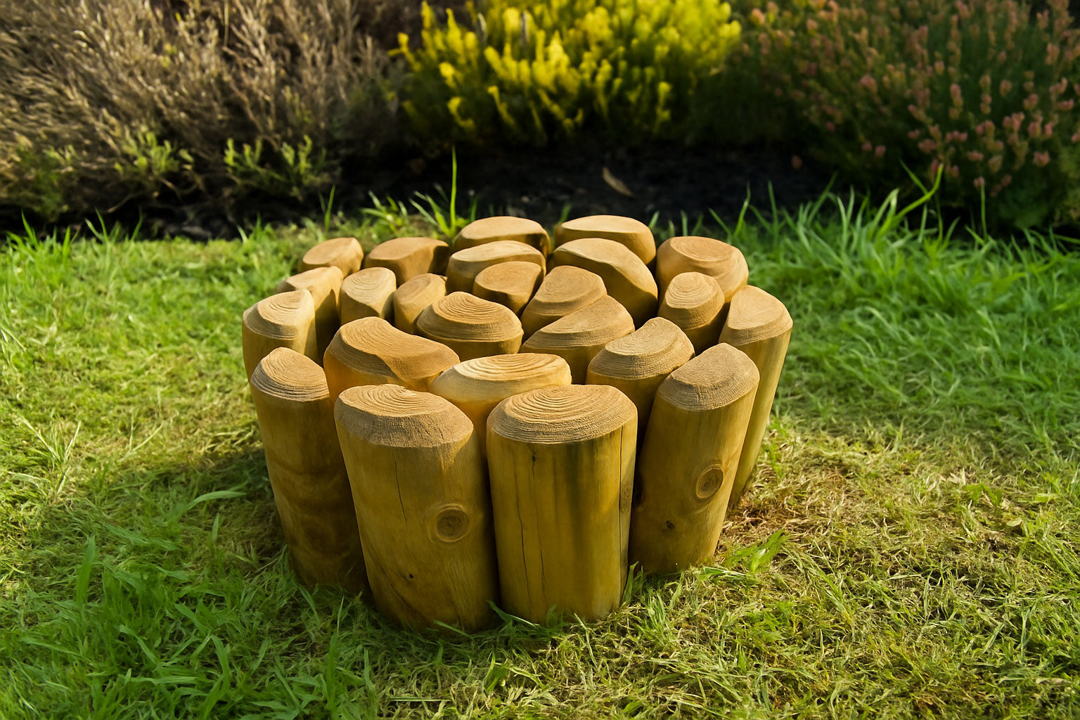Heavy-Duty 70mm Half-Round Timber Log Roll – Flexible Garden Border & Lawn Edging