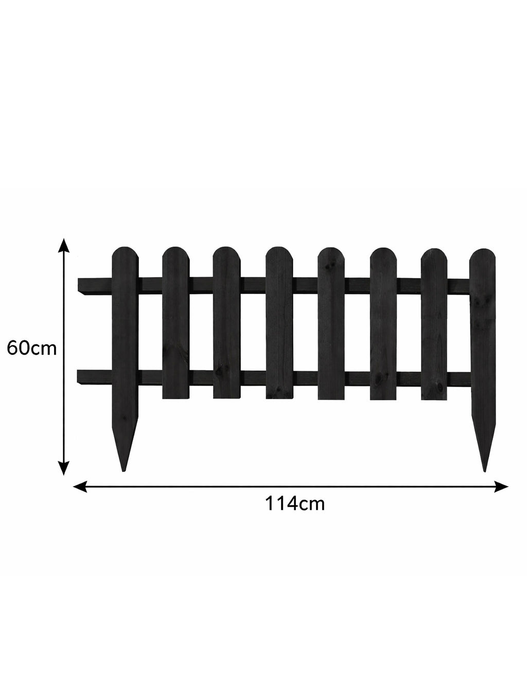 Low Black Garden Edging Fence Decorative Timber Picket Border for Lawns Paths & Flower Beds