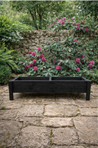 Raised Wooden Garden Container on Legs - Black Timber Trough for Herbs & Flowers