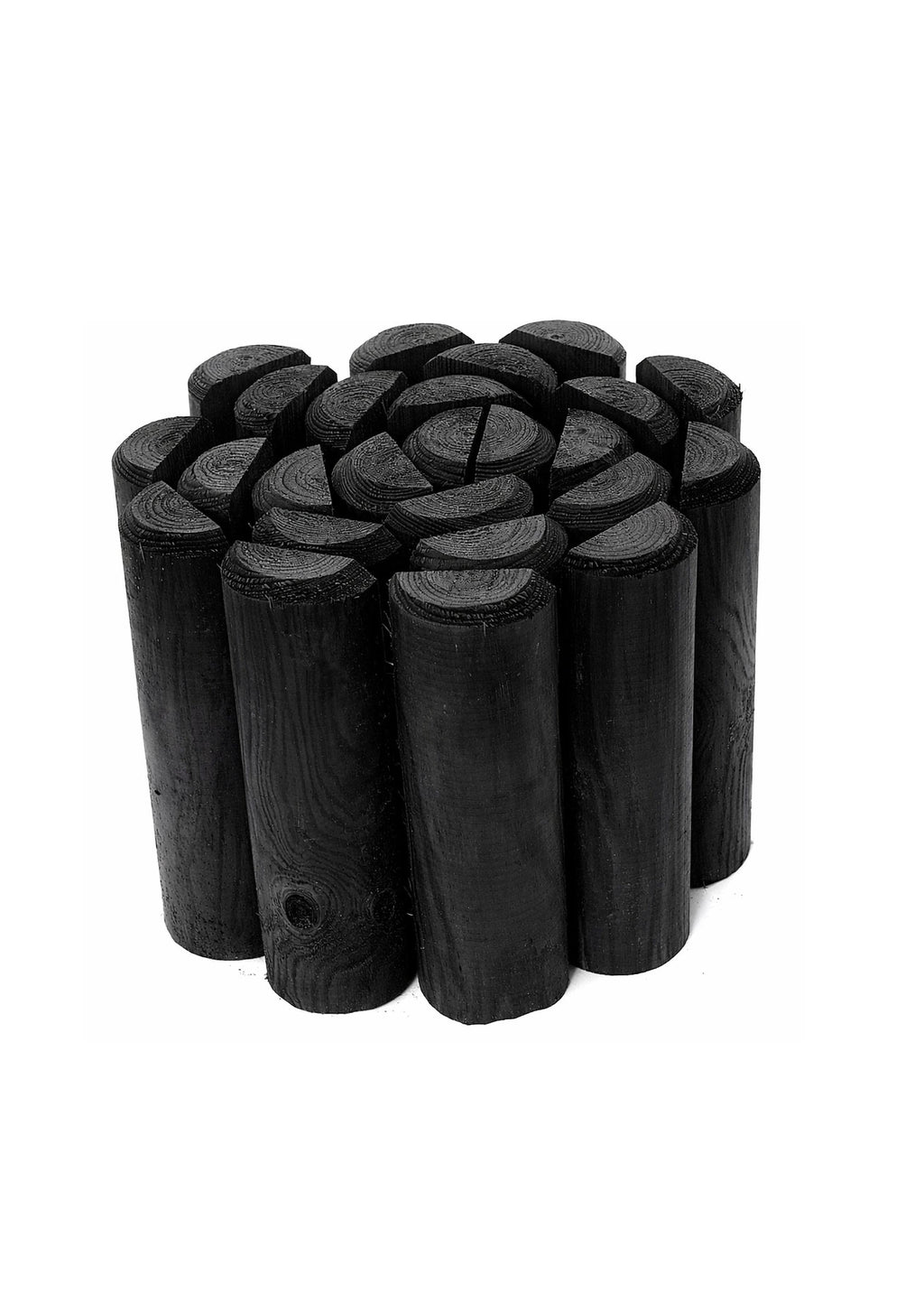 Timber Log Roll Garden Edging Black Pressure Treated Wooden Lawn Border Multiple Heights
