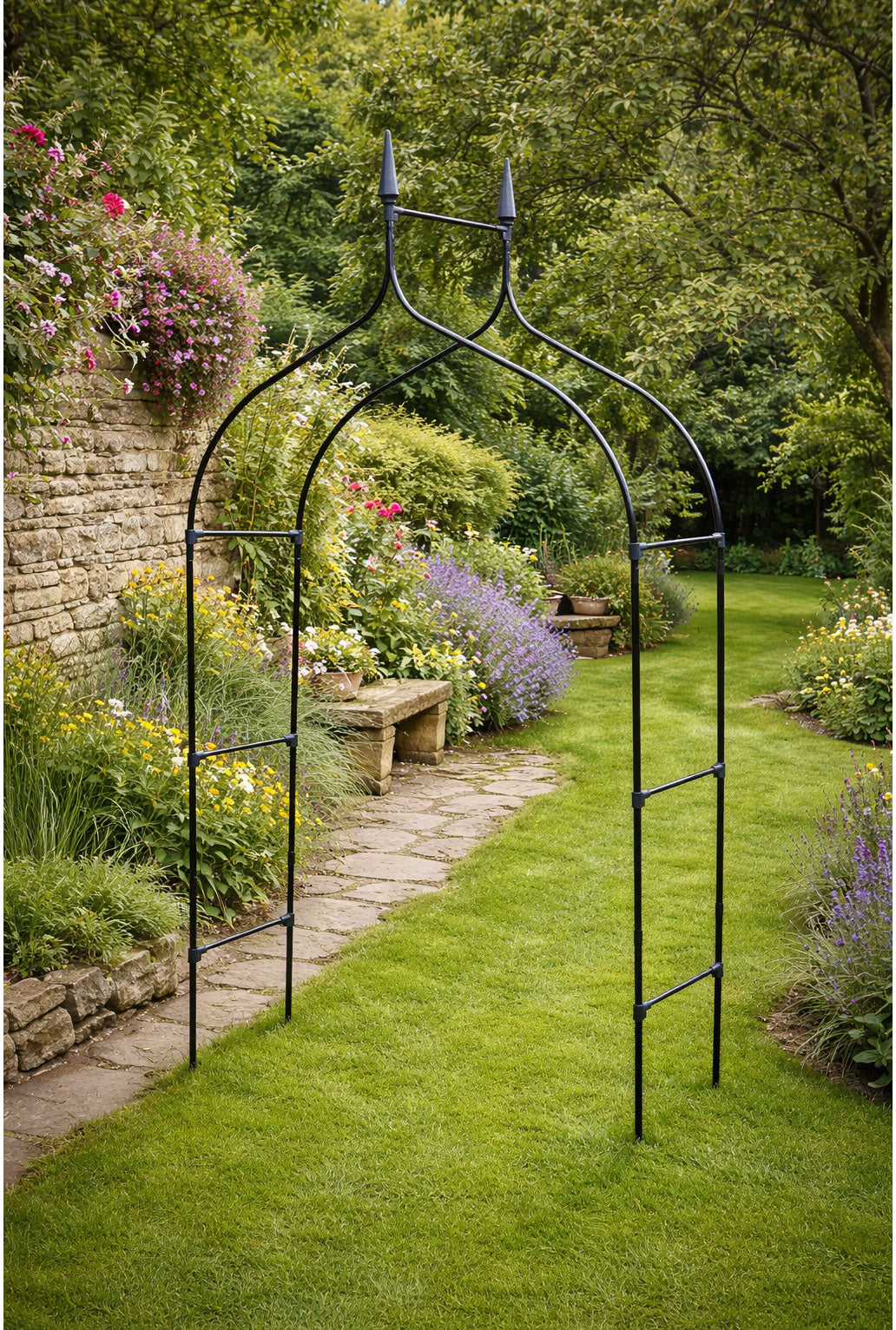 Outdoor Metal Garden Arch for Climbing Plants Gothic Steel Garden Archway for Entrances