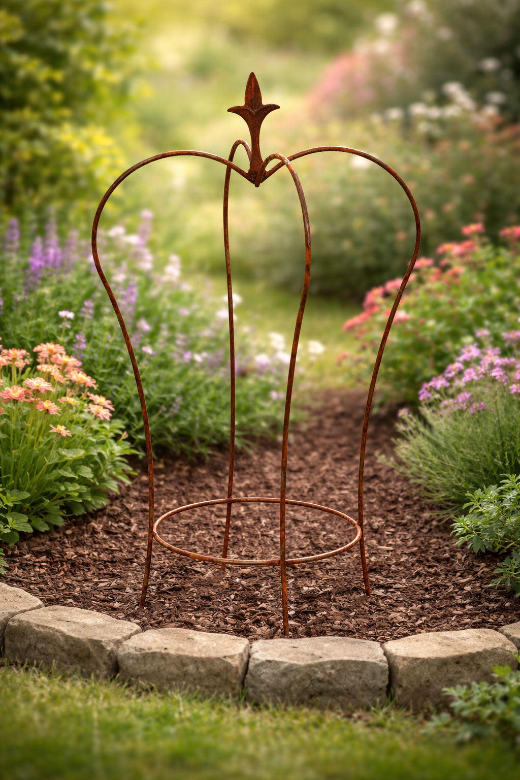 Heavy Duty Metal Plant Support 60cm – Rustic Garden Plant Support for Climbing Plants and Pots
