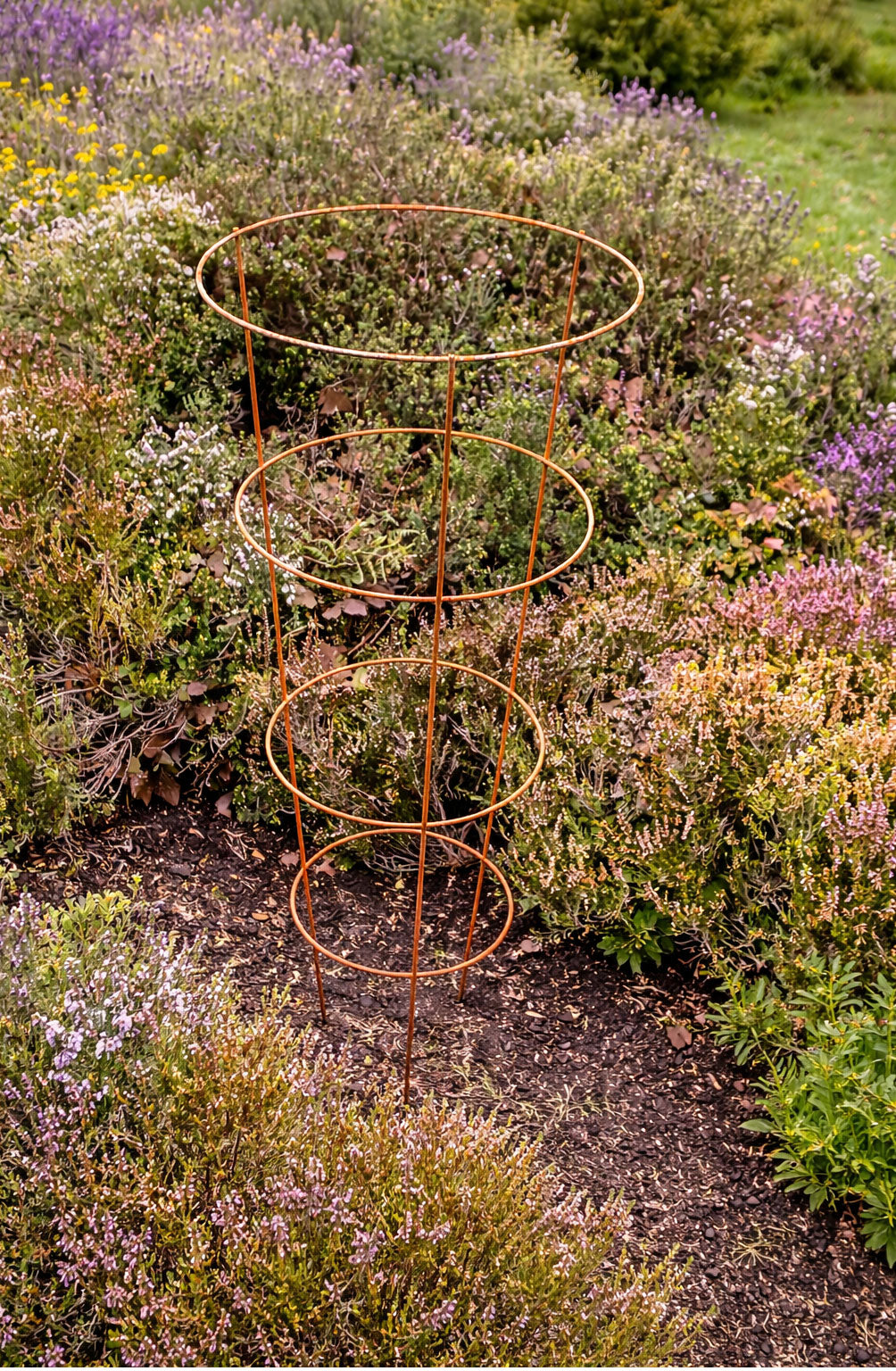 Conical Garden Plant Support Cages Set of 2 - Metal Natural Rust Supports