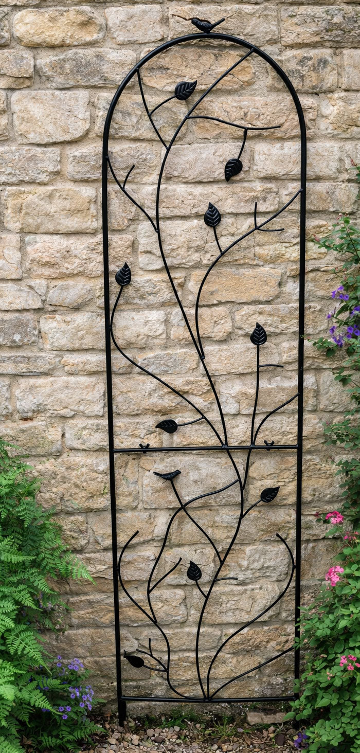 Decorative Metal Garden Trellis for Climbing Plants - Outdoor Wall Support