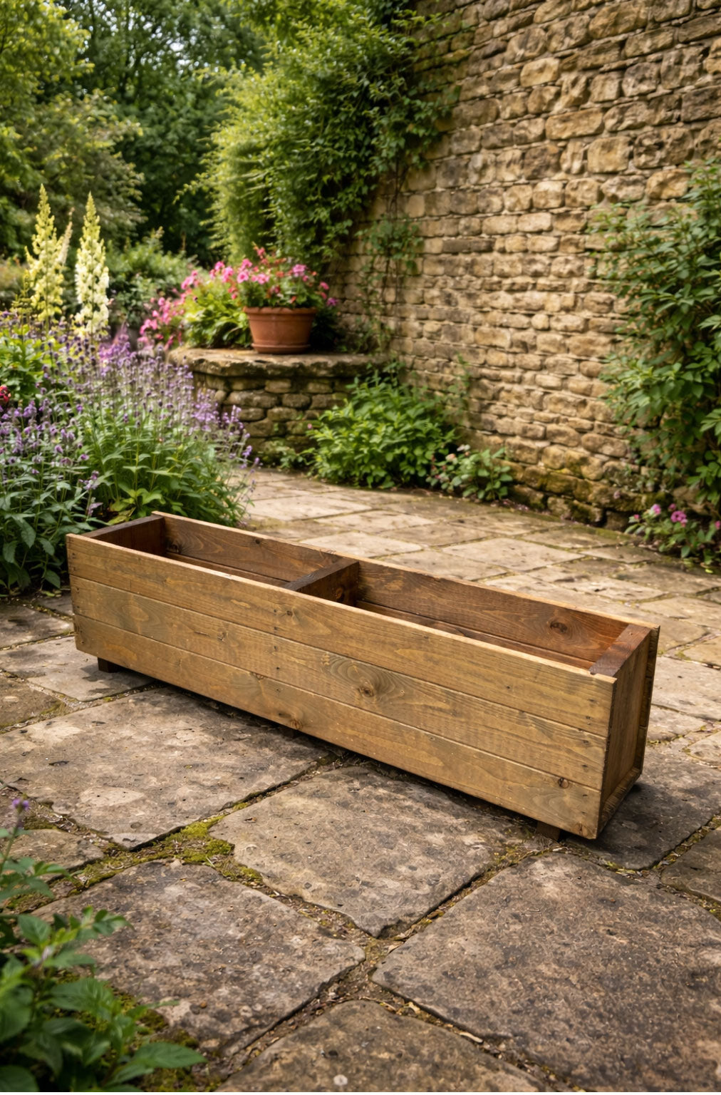 Rectangular Wooden Trough Planters Supplied in 4 Sizes Heavy Duty Garden Containers