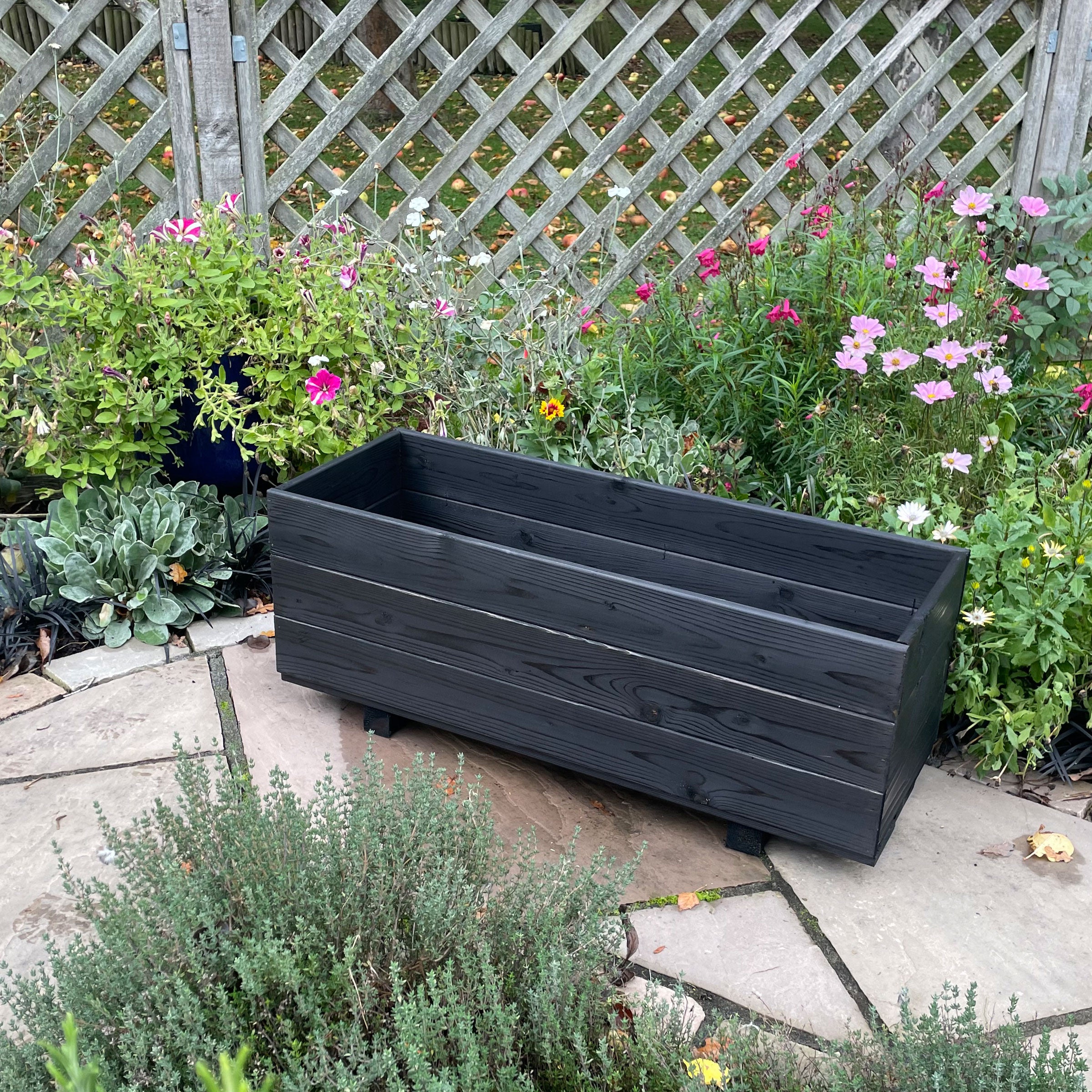 Addingham Outdoor Wooden Plant Planters Black