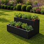 Double Tier Timber Planter Box - Handmade Wooden Garden Growing Bed Black