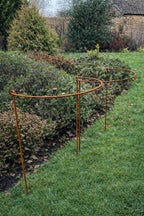 Garden Plant Support Hoops – Set of 2 Interlocking Metal Plant Supports Natural Rust Finish