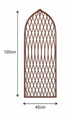 Natural Willow Garden Trellis with Arched Design and Diamond Lattice - Wooden Climbing Plant Support for Walls and Fences