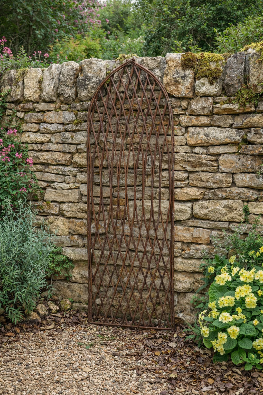 Natural Willow Garden Trellis with Arched Design and Diamond Lattice - Wooden Climbing Plant Support for Walls and Fences
