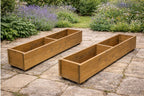 Wooden Outdoor Trough Planters Large - Heavy Duty Garden Flower Boxes (Set of 2)