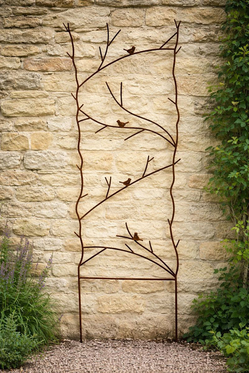 Metal Garden Trellis Wall Panel in Natural Rust - Decorative Steel Plant Support
