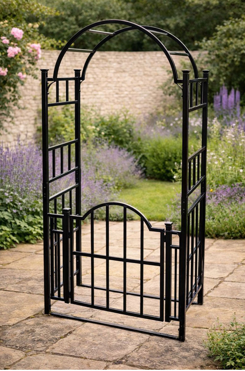 Metal Garden Arch with Opening Gate – 20mm Square Steel, Heavy Duty