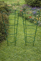 Green Metal Conical Plant Supports - Outdoor Garden Plant Support Cages Set of 2