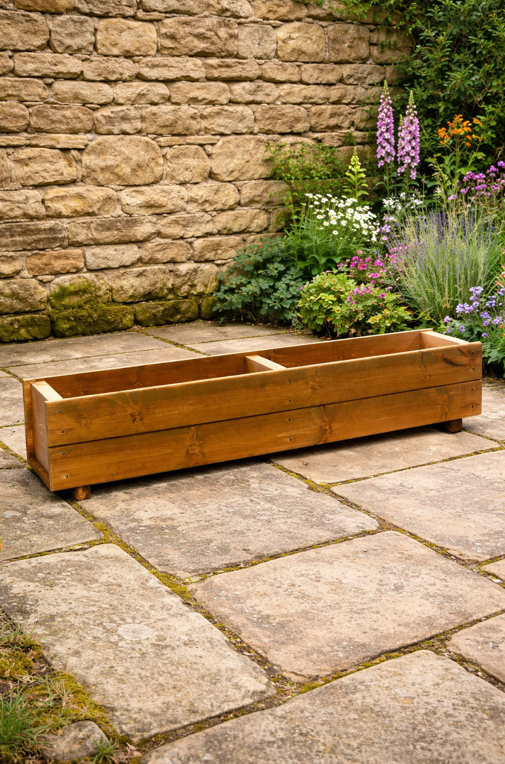 Long Wooden Garden Planters Heavy-Duty Pair of Fully Assembled 120cm