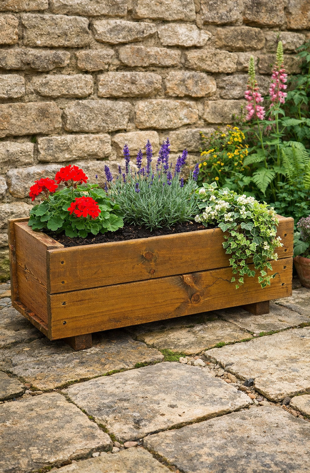Timber Garden Planters - Pair of 60cm Rectangular Trough Boxes